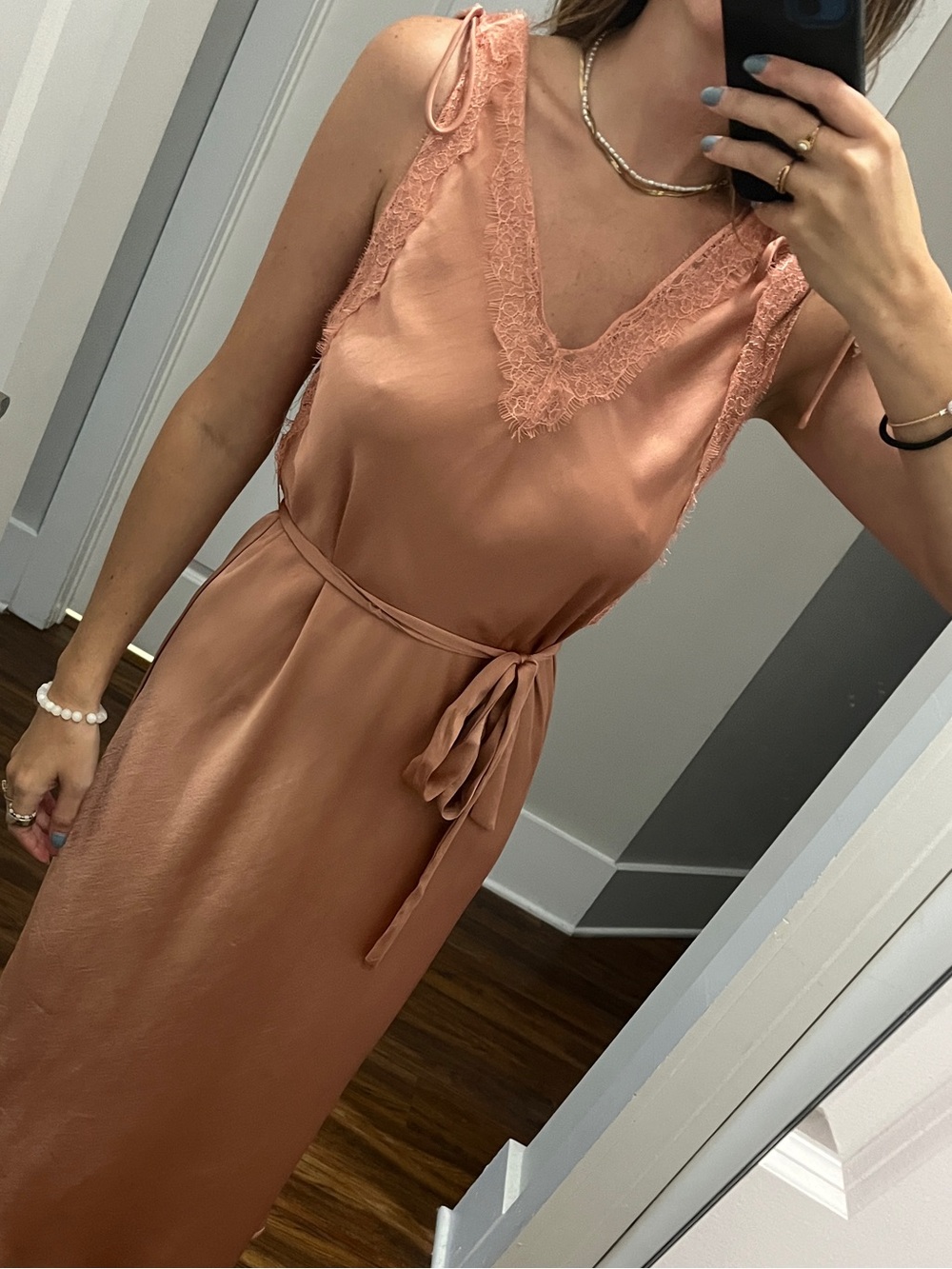 Satin Slip Dress in Dusty Rose